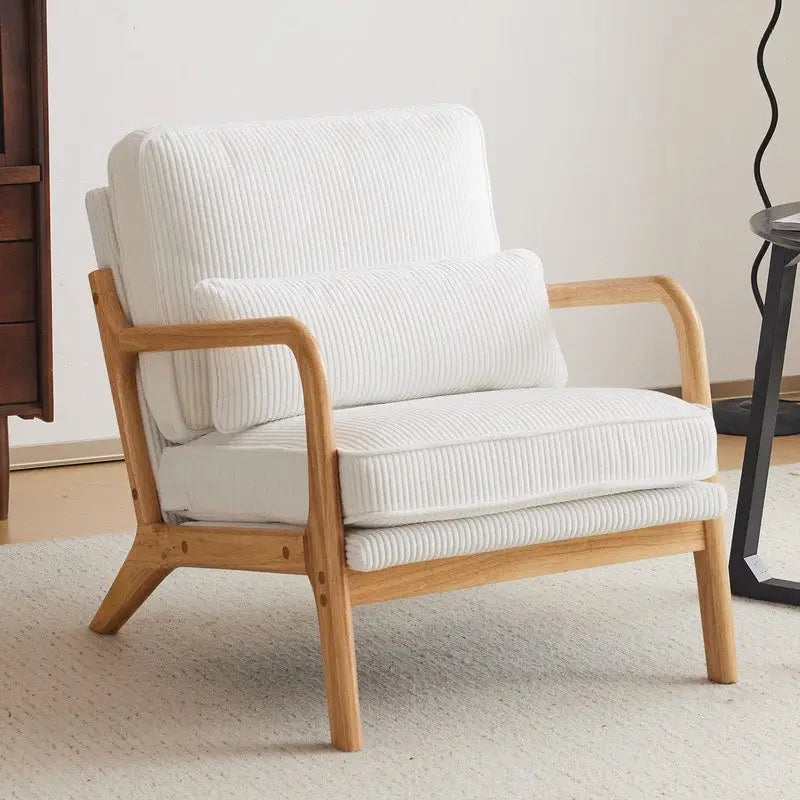 Fauteuil d'appoint 2 pièces en mélange de lin rembourré