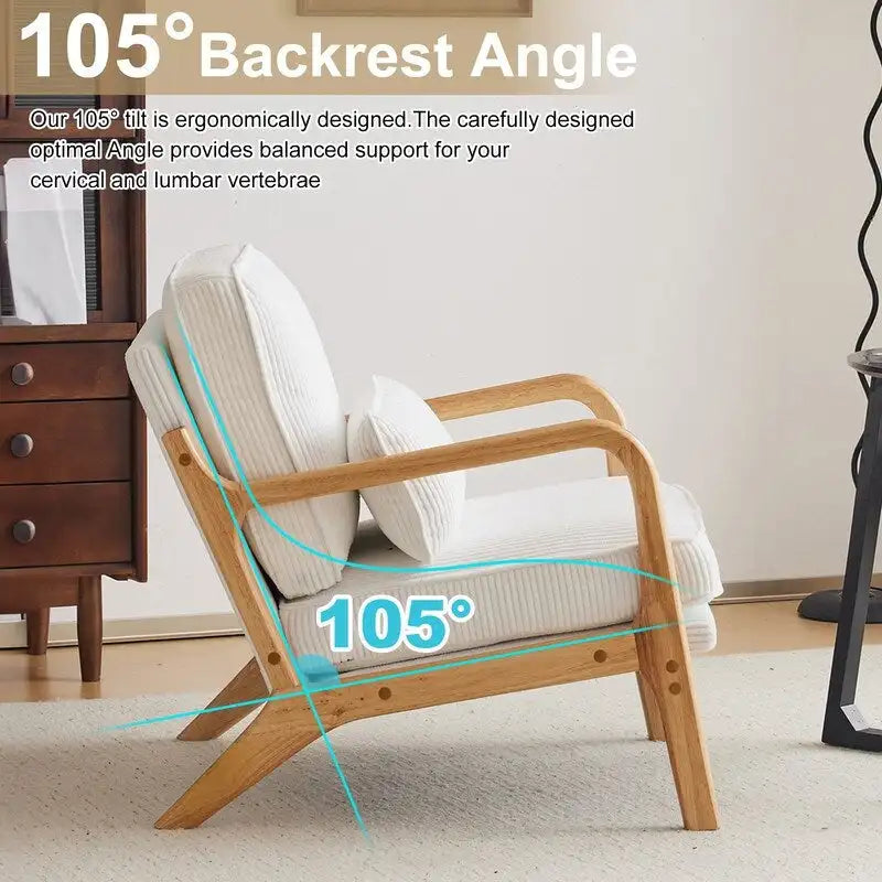Fauteuil d'appoint 2 pièces en mélange de lin rembourré