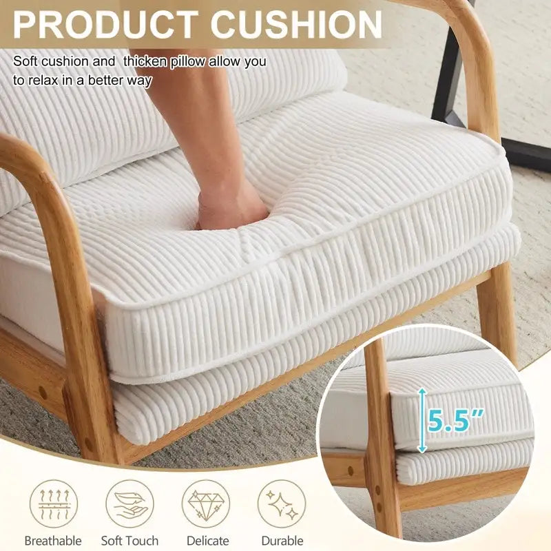 Fauteuil d'appoint 2 pièces en mélange de lin rembourré