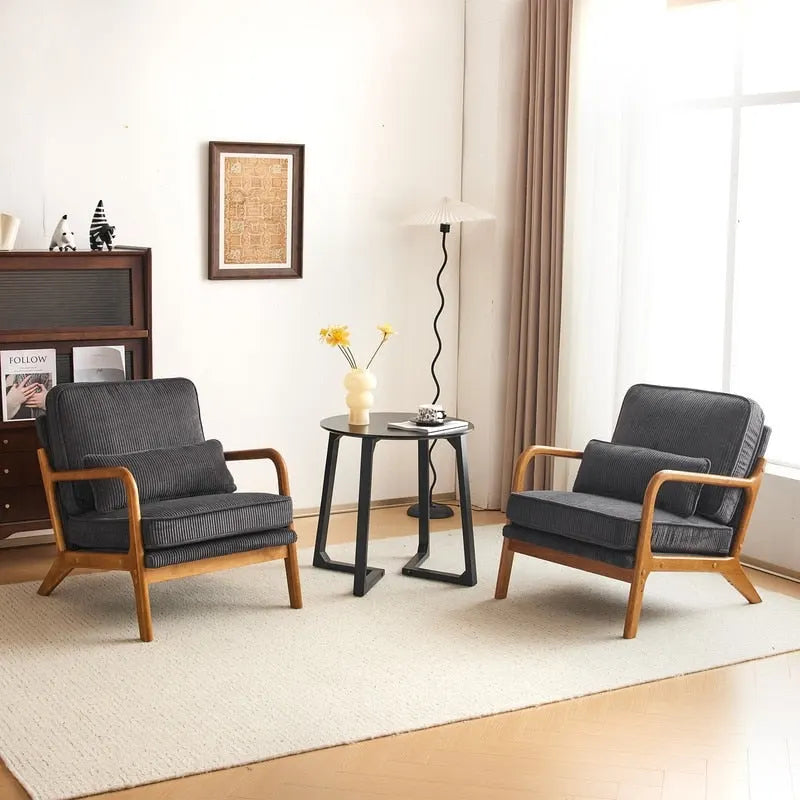 Fauteuil d'appoint 2 pièces en mélange de lin rembourré