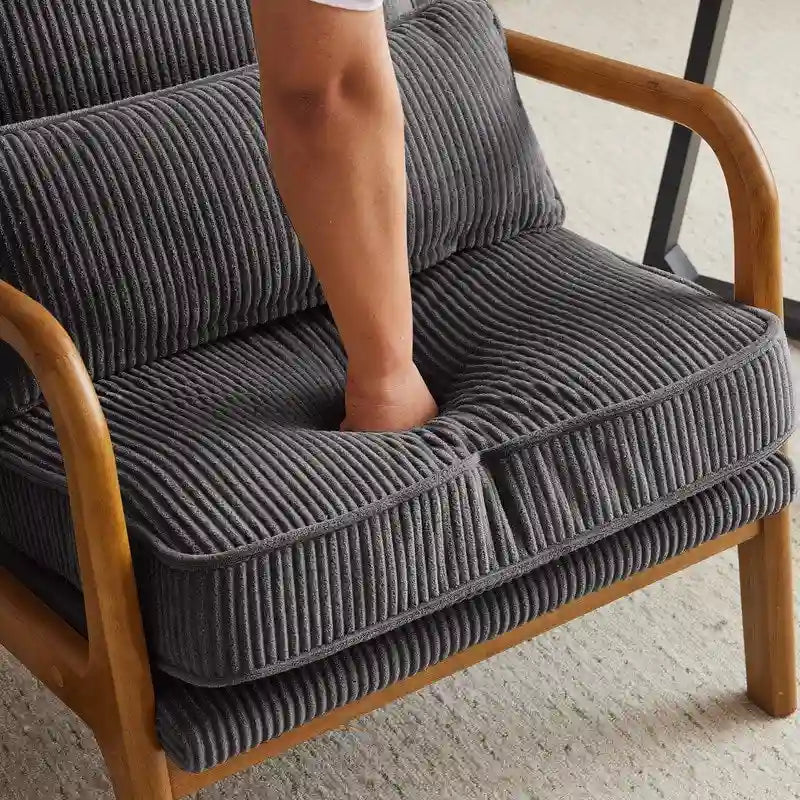 Fauteuil d'appoint 2 pièces en mélange de lin rembourré