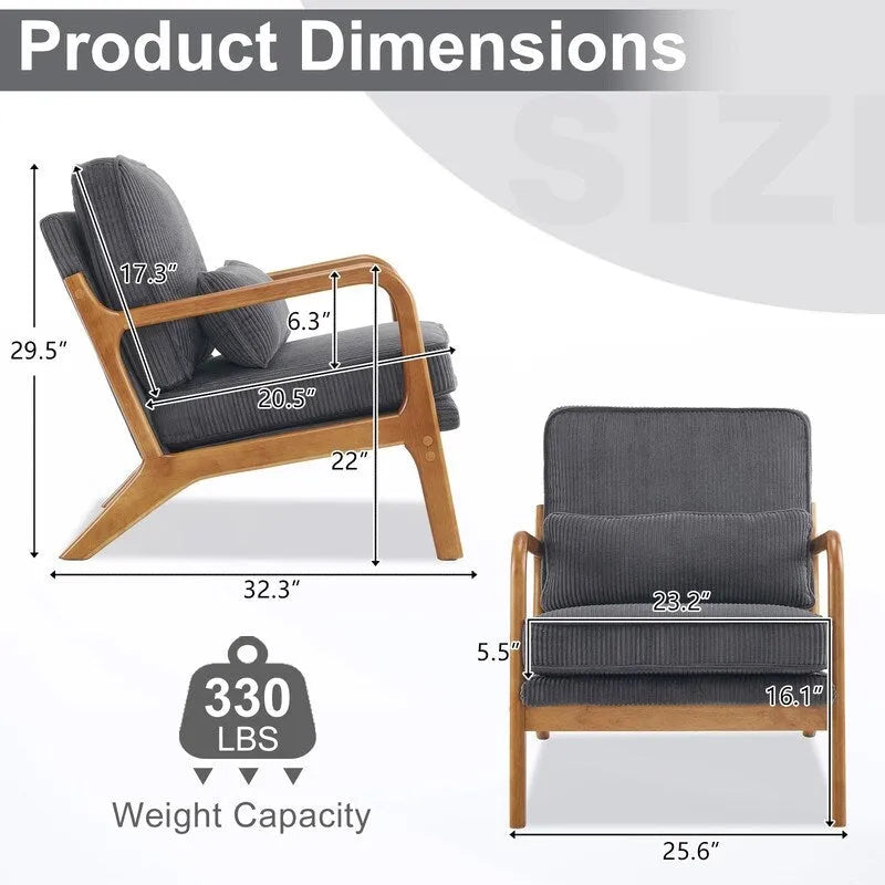Fauteuil d'appoint 2 pièces en mélange de lin rembourré