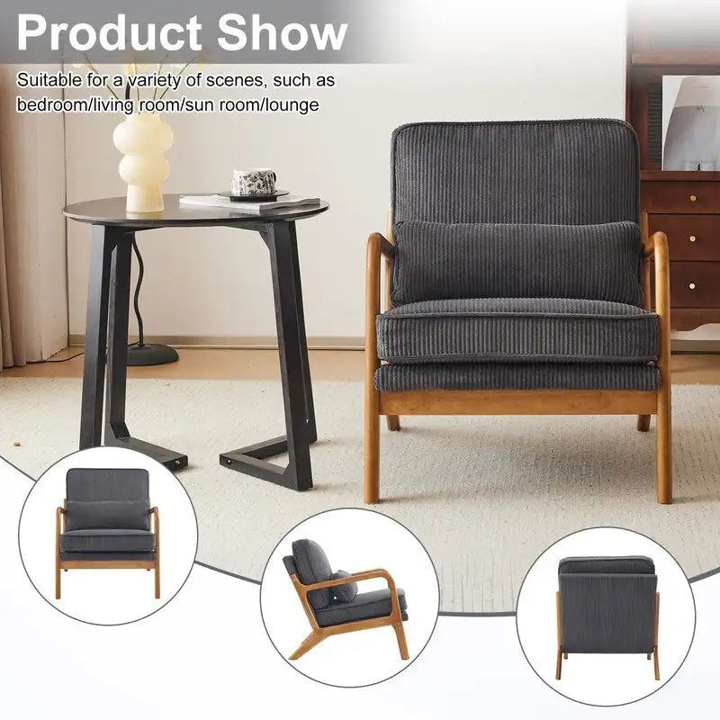 Fauteuil d'appoint 2 pièces en mélange de lin rembourré