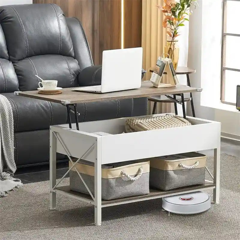Table basse relevable de 91,4 cm avec bacs de rangement en tissu offerts – 49,5 P x 91,4 L x 47 H cm
