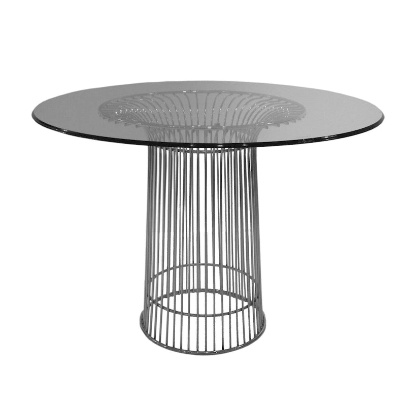 Table à manger 40 pouces, plateau rond en verre trempé, piètement piédestal ouvert
