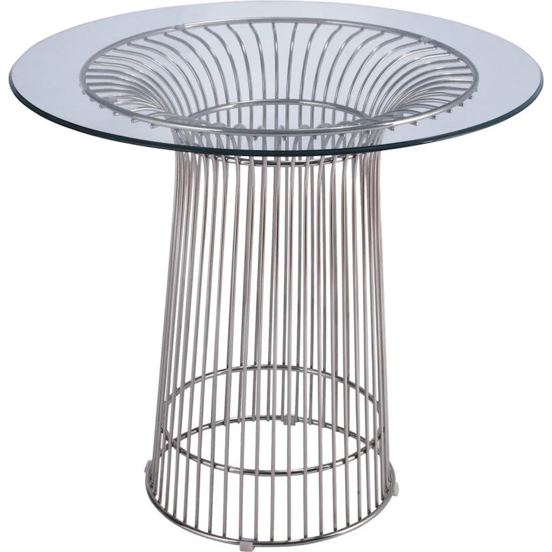 Table à manger 40 pouces, plateau rond en verre trempé, piètement piédestal ouvert