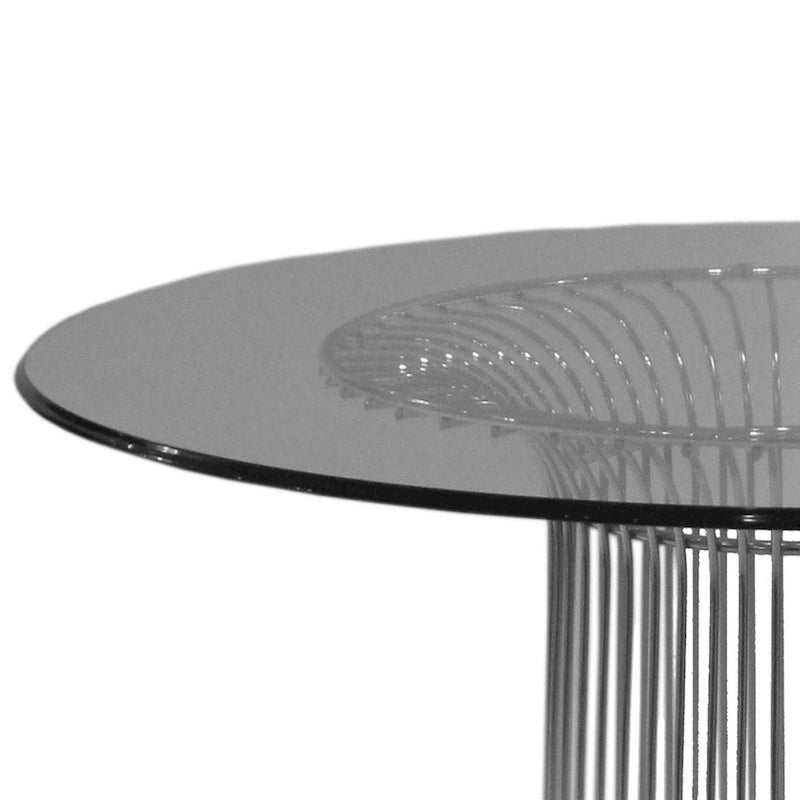 Table à manger 40 pouces, plateau rond en verre trempé, piètement piédestal ouvert