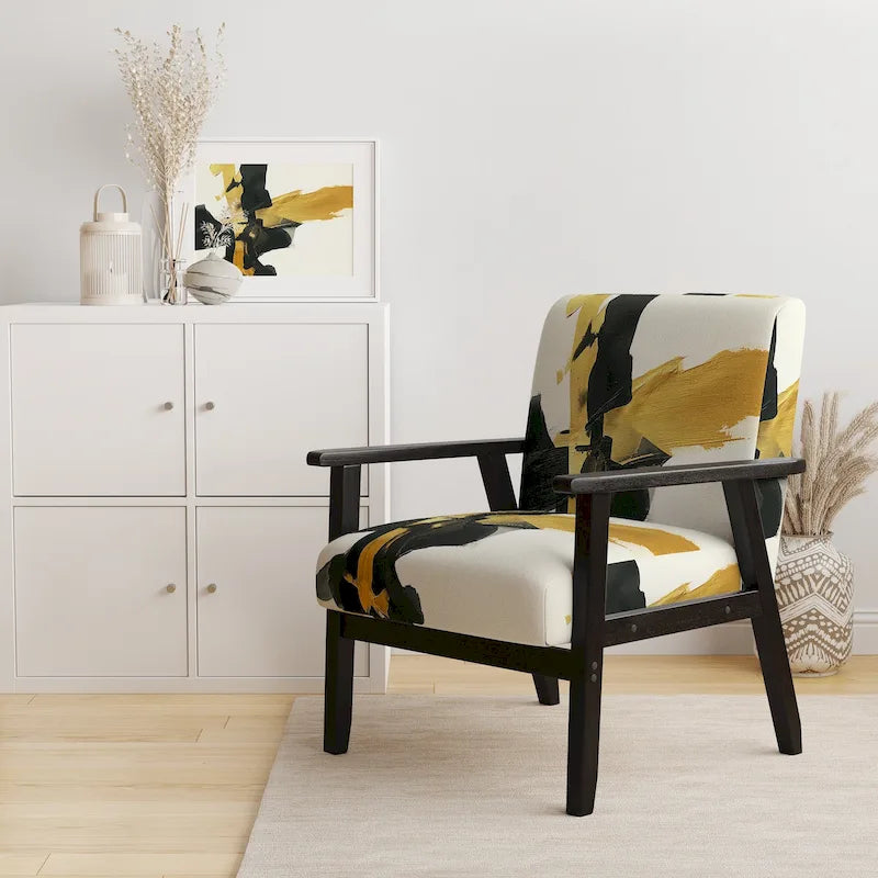 Fauteuil décoratif abstrait géométrique noir, bleu et vert IV - Fauteuil de chambre moderne