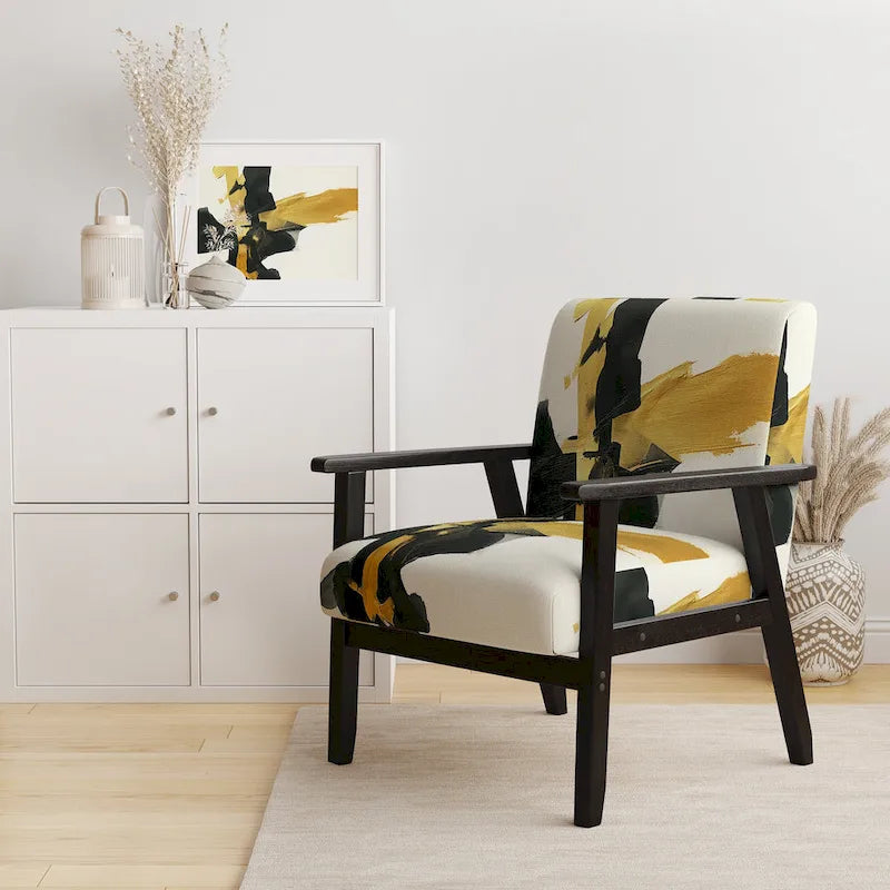 Fauteuil décoratif abstrait géométrique noir, bleu et vert IV - Fauteuil de chambre moderne