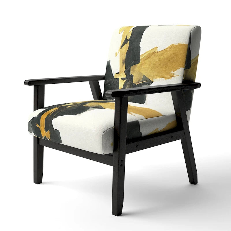 Fauteuil décoratif abstrait géométrique noir, bleu et vert IV - Fauteuil de chambre moderne