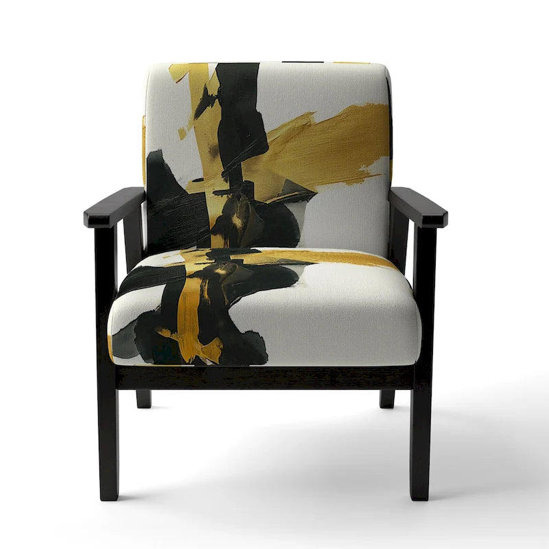 Fauteuil décoratif abstrait géométrique noir, bleu et vert IV - Fauteuil de chambre moderne