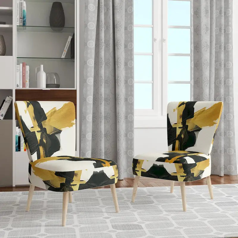Fauteuil décoratif abstrait géométrique noir, bleu et vert IV - Fauteuil de chambre moderne