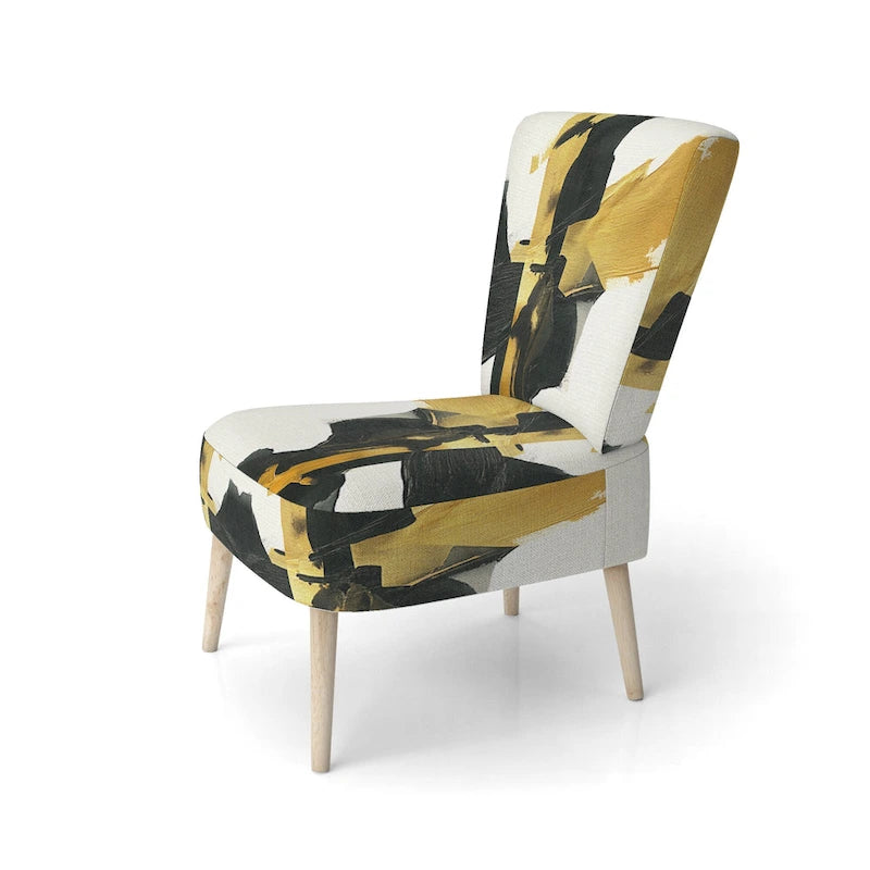 Fauteuil décoratif abstrait géométrique noir, bleu et vert IV - Fauteuil de chambre moderne