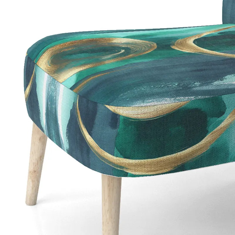 Fauteuil décoratif abstrait géométrique noir, bleu et vert IV - Fauteuil de chambre moderne