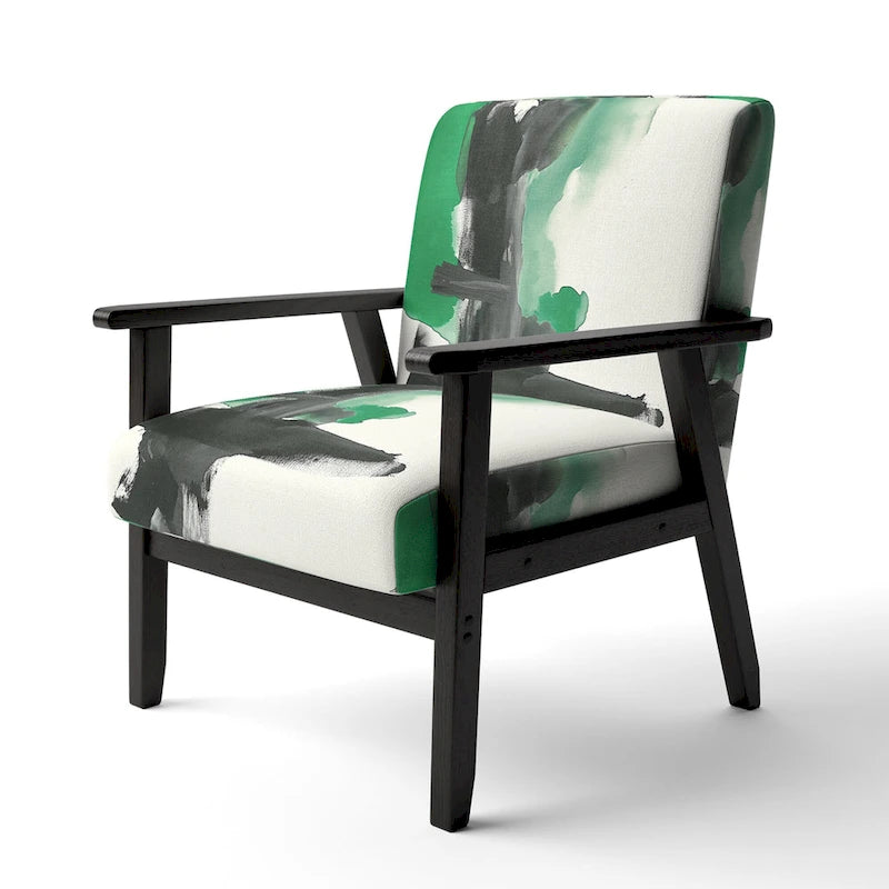 Fauteuil décoratif abstrait géométrique noir, bleu et vert IV - Fauteuil de chambre moderne