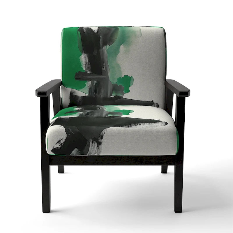 Fauteuil décoratif abstrait géométrique noir, bleu et vert IV - Fauteuil de chambre moderne