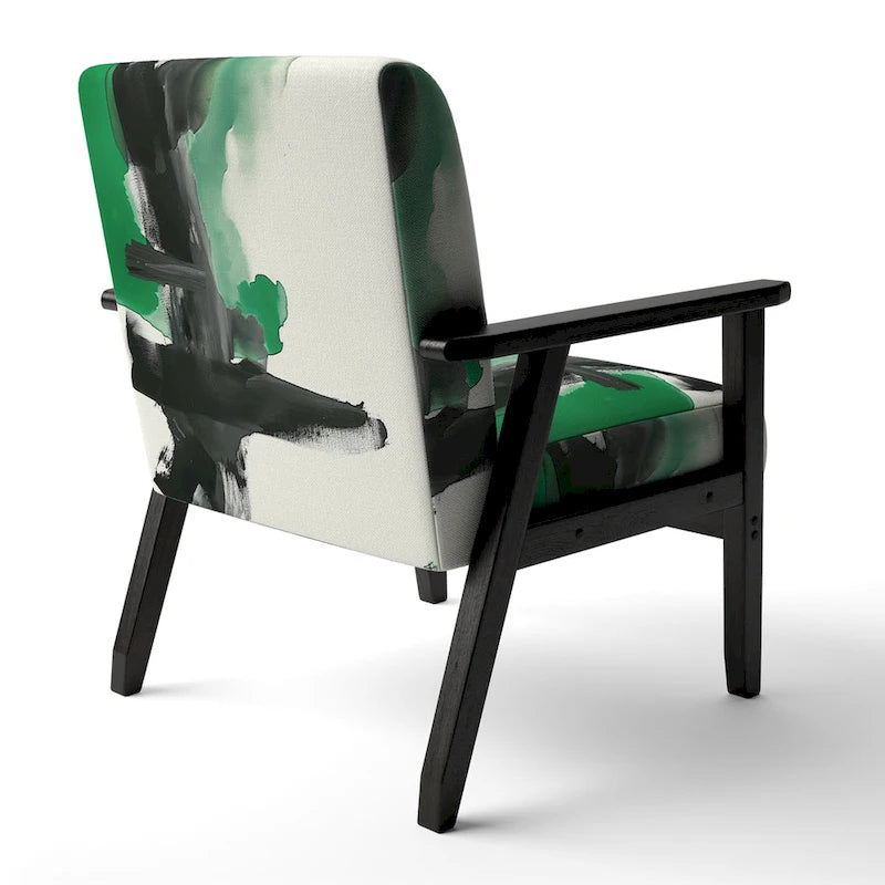 Fauteuil décoratif abstrait géométrique noir, bleu et vert IV - Fauteuil de chambre moderne