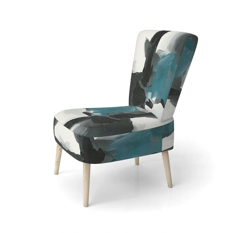 Fauteuil décoratif abstrait géométrique noir, bleu et vert IV - Fauteuil de chambre moderne