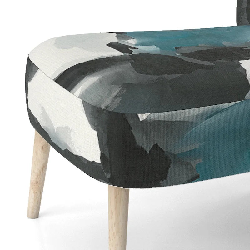 Fauteuil décoratif abstrait géométrique noir, bleu et vert IV - Fauteuil de chambre moderne