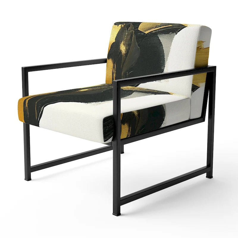 Fauteuil décoratif abstrait géométrique noir, bleu et vert IV - Fauteuil de chambre moderne