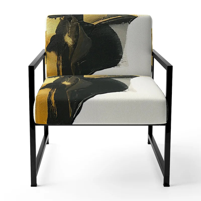 Fauteuil décoratif abstrait géométrique noir, bleu et vert IV - Fauteuil de chambre moderne